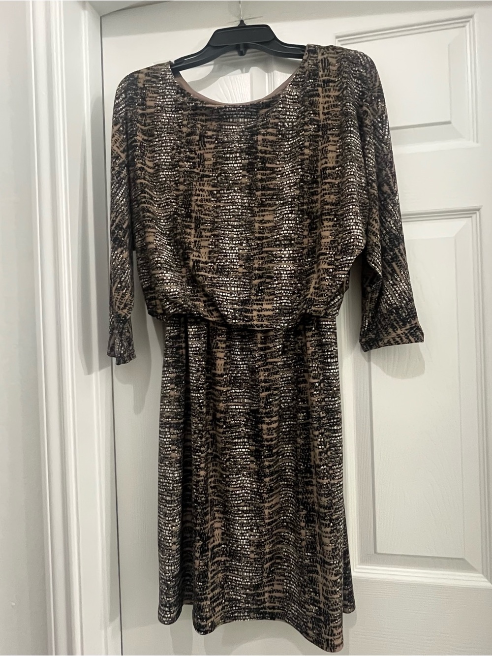 Nine West Brown and Black Print Midi Dress